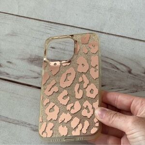 Leopard Glitter Shiny Mirror Embellishment Case for iPhone 13 Pro 6.1 inch